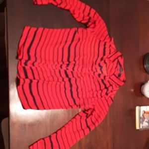 Red and Black Striped Rayon? shirt